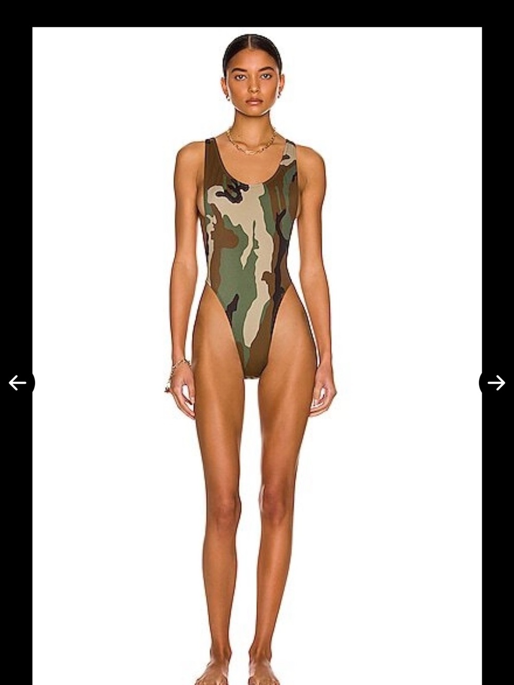 Norma Kamali Green & Brown Camo One-Piece Swimsuit